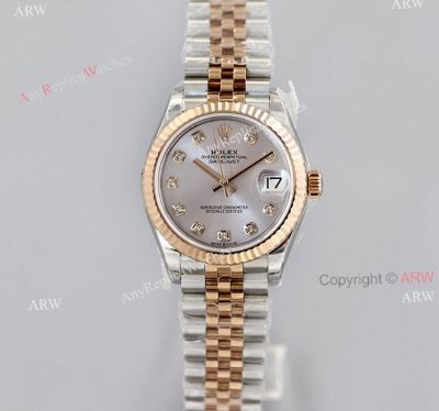 Top Swiss Replica Watches Rolex Datejust 31 GreyDiamond Dial Watch from EWF
